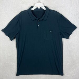 Vuori Ace Polo Shirt Mens XL Green Blue Ink Golf Casual Pocket Slim Fit Wicking